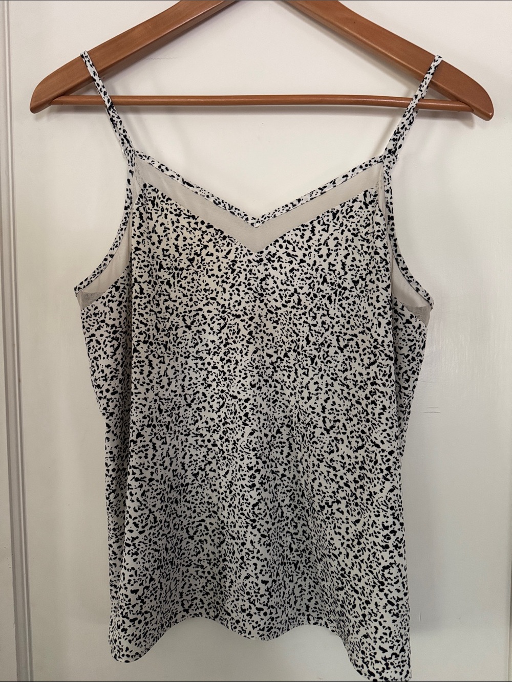 Nine West Black and White Spotted Spaghetti-Strap Tank
